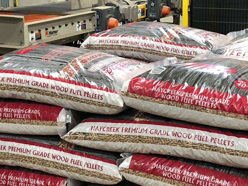 stack of wood fuel pellets